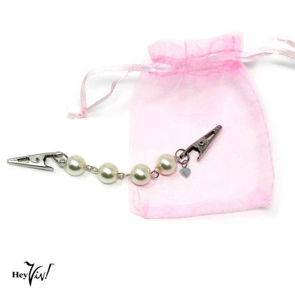 Pearl Sweater Guard Cardigan or Collar Clip in Organza Gift Bag - Hey Viv